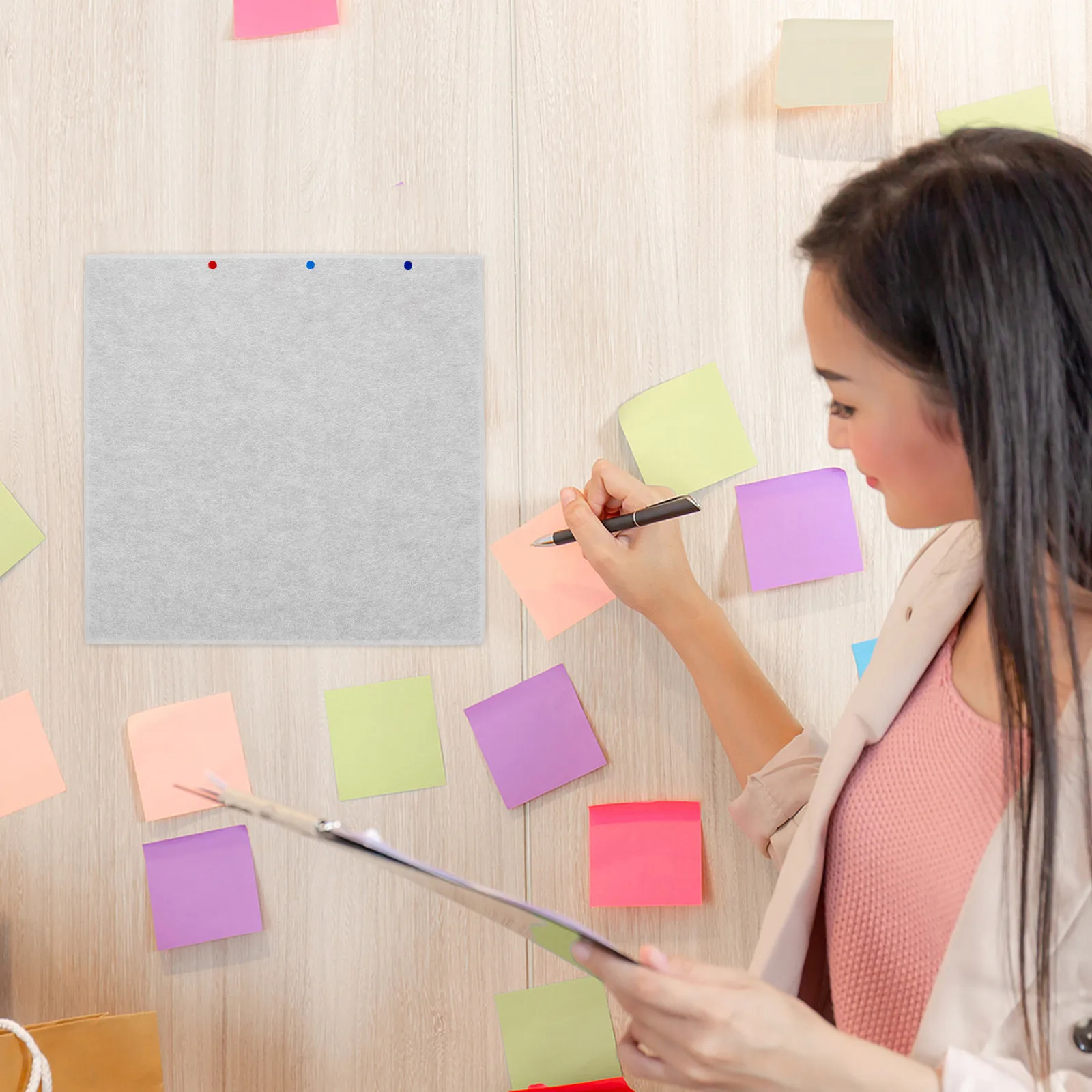 12Pcs Felt Wall Panels Self Adhesive Bulletin Board Large 8X11 8inch Cork Tiles Home Office Classroom Notice