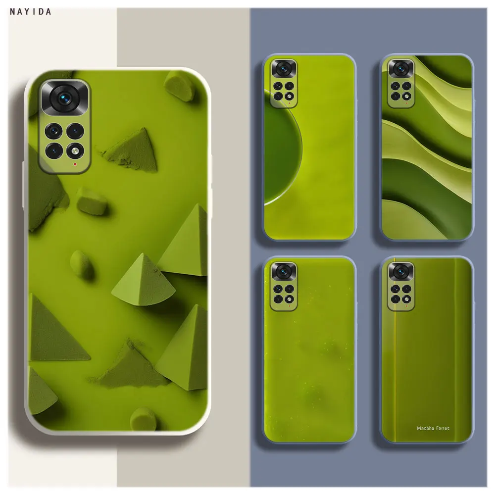 Soft Silicone Phone Case For Xiaomi Redmi Note 12 11 12S Pro Plus 12c 11a 4G 5G Original Cover Matcha Forest Green