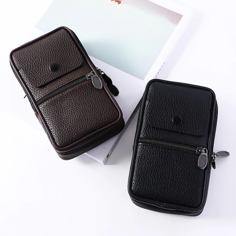 

Pu Leather Man Belt Pouch Mobile Phone Bag for Men Phone Holster Bag Waist Bag Pack Small Tactical Duty Belt Backpack