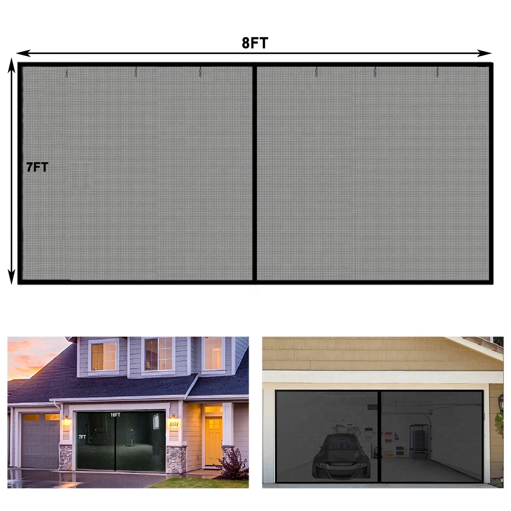 8x7 Feet 8x7 Feet Screen Fiberglass Screen Door Back Patio Designed For 1-Car Garages Perfect Fit For Garage Doors