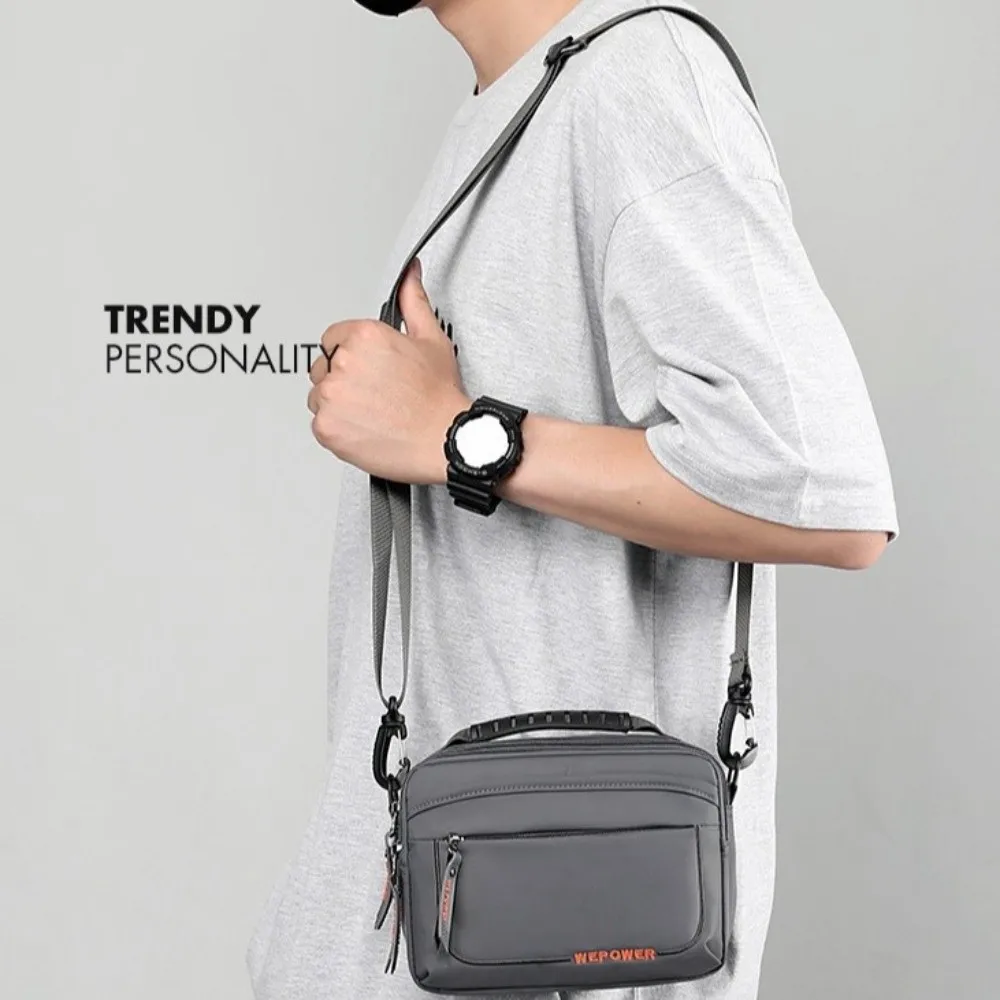 حقيبة كتف رجالية متعددة الجيوب متعددة الوظائف مقاومة للماء حقيبة كروس للأعمال سعة كبيرة بلون سادة حقيبة خصر من النايلون