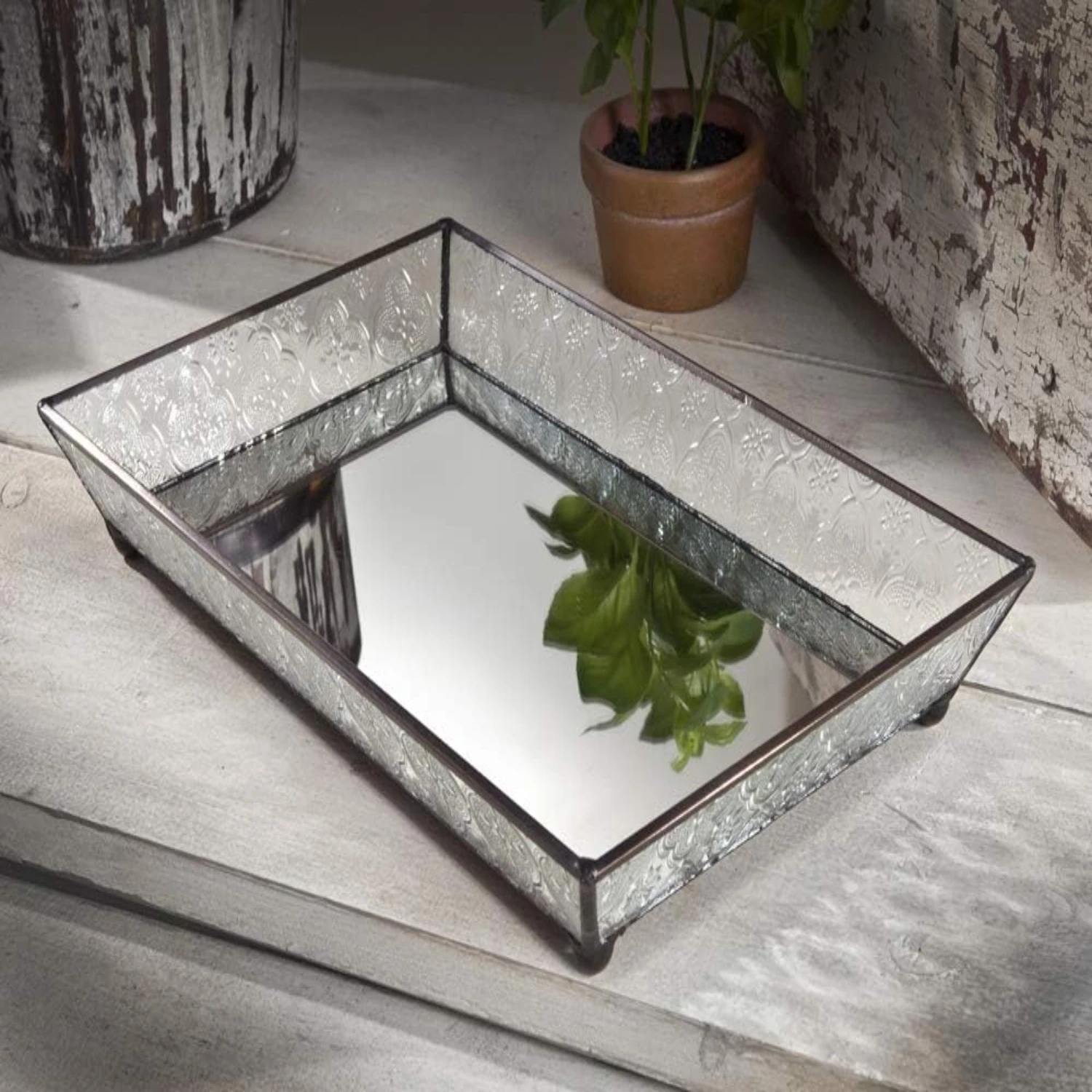 

J Devlin Glass Mirrored Tray Bathroom Vanity Vintage Decorative TRA 106-1 Party trays for food Organizer kitchen Dipping tray