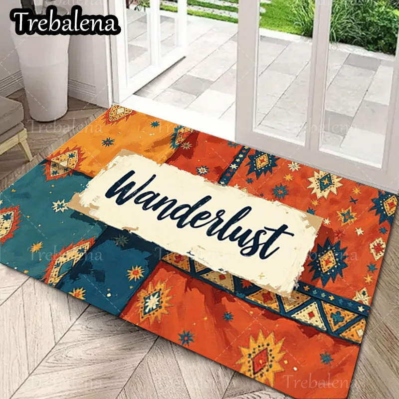 Felpudo de bienvenida bohemio Wanderlust, felpudo con patrón Tribal, decoración del hogar, 1 ud.