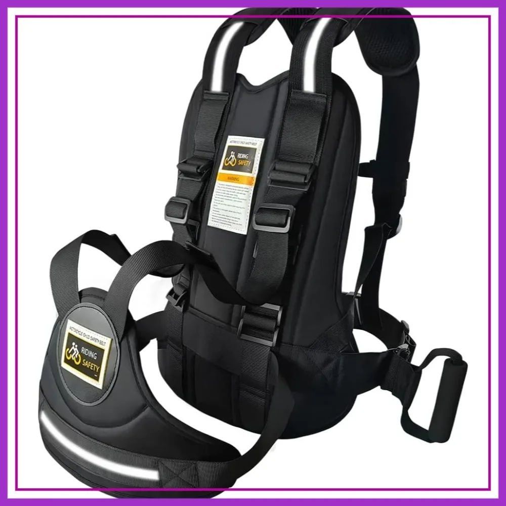 

Adjustable Motorcycle Harness with Two Handles, Breathable Material in Black