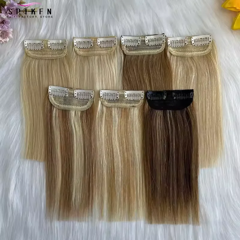 Mini grampo em uma peça almofada de cabelo em ambos os lados cabelo humano natural real 4 ''-12'' grampos de cabelo remy em extensões de cabelo humano