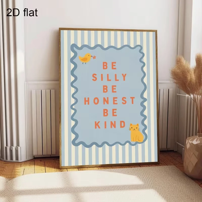 Modern Be Silly Be Honest Be Kind Quotes Wall Art Print Canvas Painting Poster Picture For Living Room,bedroom Home Decor