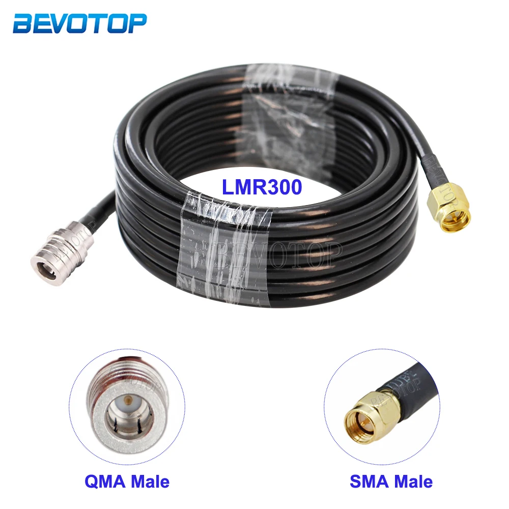 Black LMR-300 SMA Male to QMA Male Connector LMR300 50-5 Coaxial Cable QMA to SMA RF Adapter Cable 50 Ohm Low Loss 15cm-30m