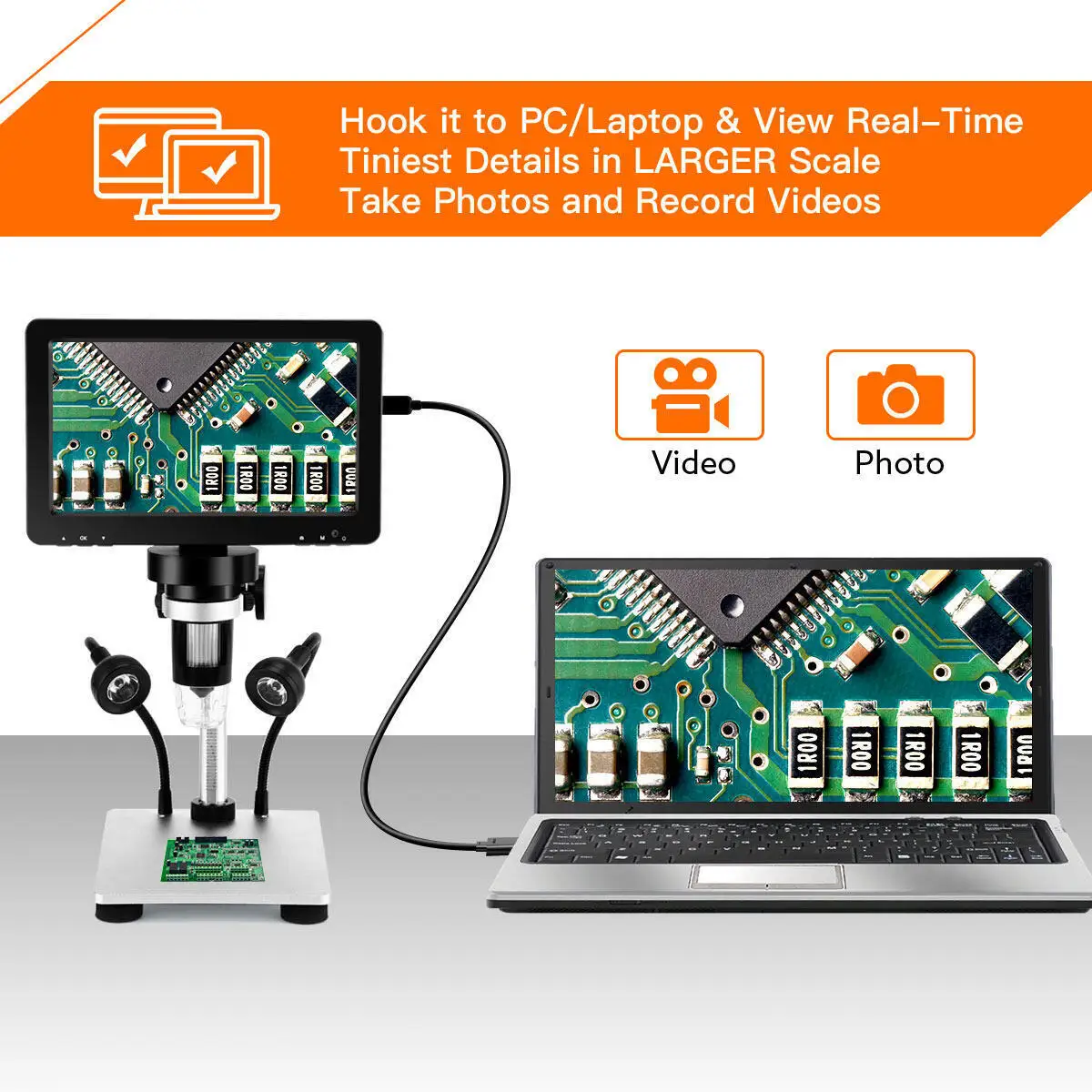 Imagem -03 - Tomlov Microscópio Digital Usb Dm9 1200x 1080p Lcd Microscópio de Vídeo para Adulto Eletrônico Solda pc Vista Moeda Lupa