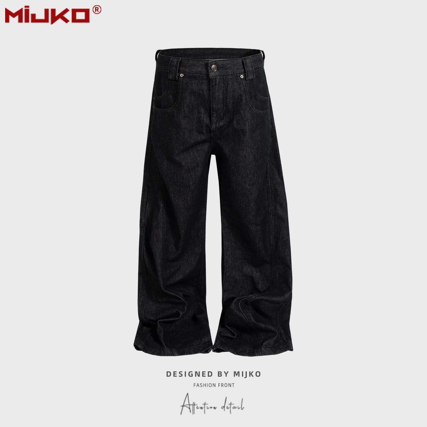 

MIJKO Мужские и женские дизайнерские джинсы унисекс, деконструированные пошивные нишевые черные джинсовые брюки G6885 #