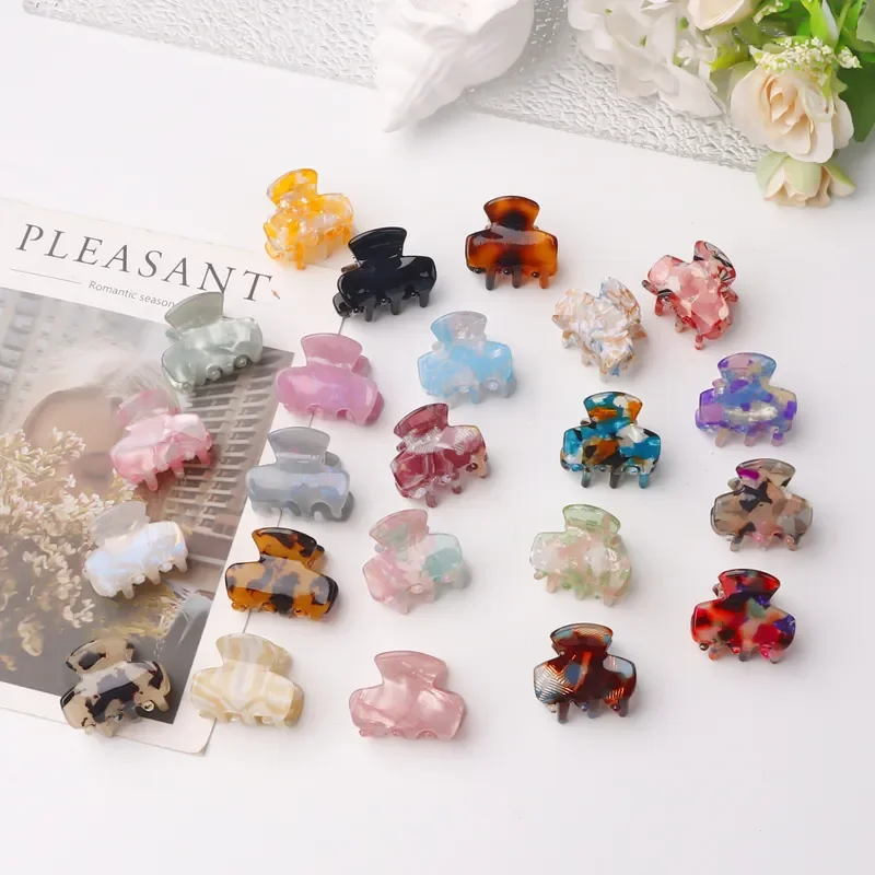 New Sweet Small Mini Hair Claws Acetate Hair Clips for Women Girl Barrettes Crab Clamp Ponytail Hairpin Fashion Accessories