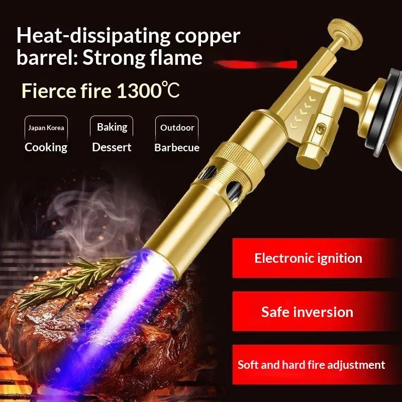 Hot 1PCS BBQ Portable Welding Torch Gas Burner Flame Blower Gas Torch Brazing Cooking Barbecue Auto Ignition Kitchen Baking Tool