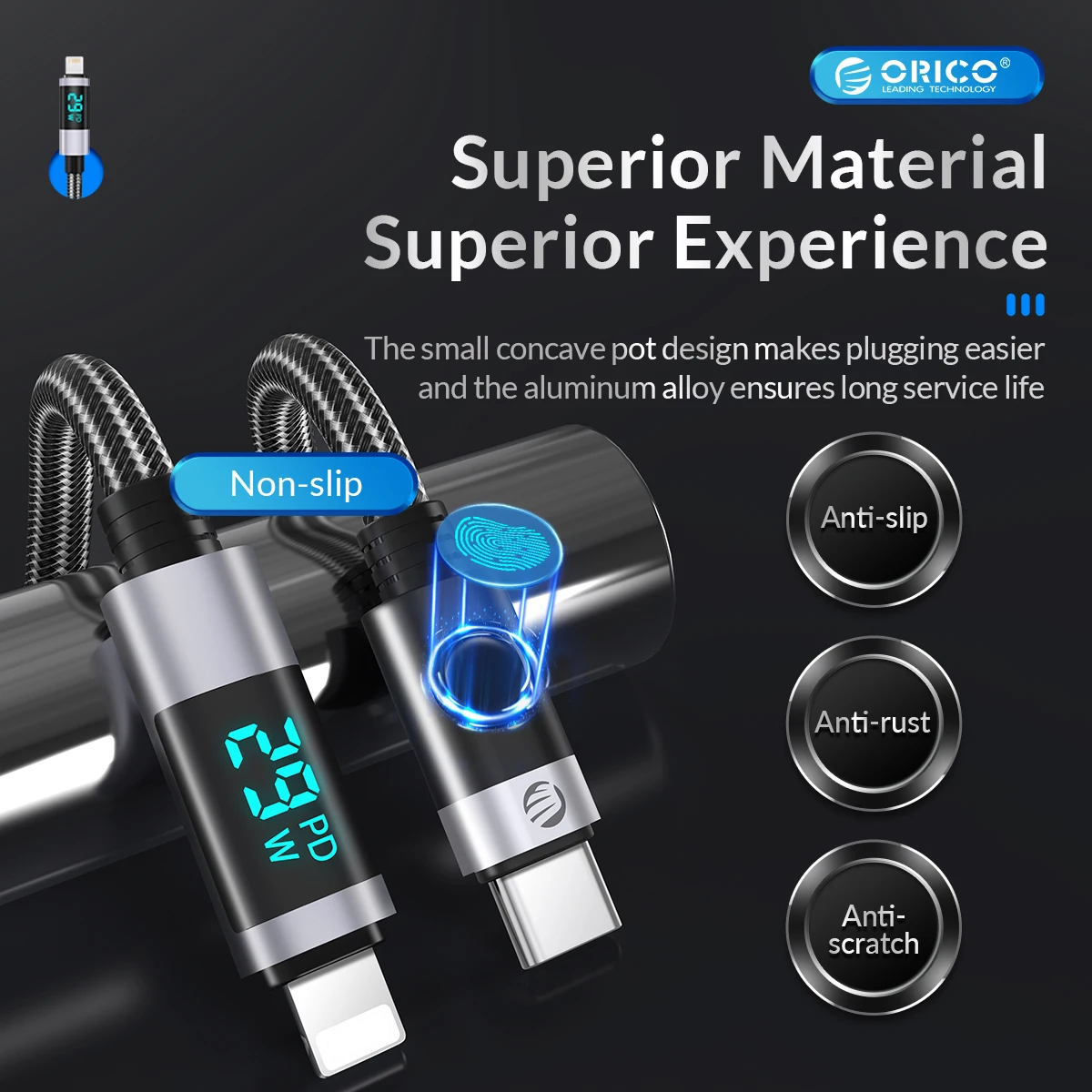 ORICO USB C Cable for MacBook LED Display USB C Fast Charging for iPhone Charger Type C Cable for iPhone 13 14 Pro Max