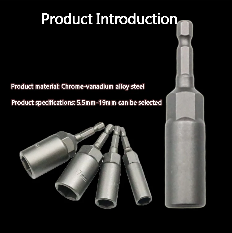 Hex Socket Sleeve Set Nozzles 5.5mm-19mm Nut Driver Set Power Screwdriver Handle Power Drills Impact Drivers Socket Wrench Tools