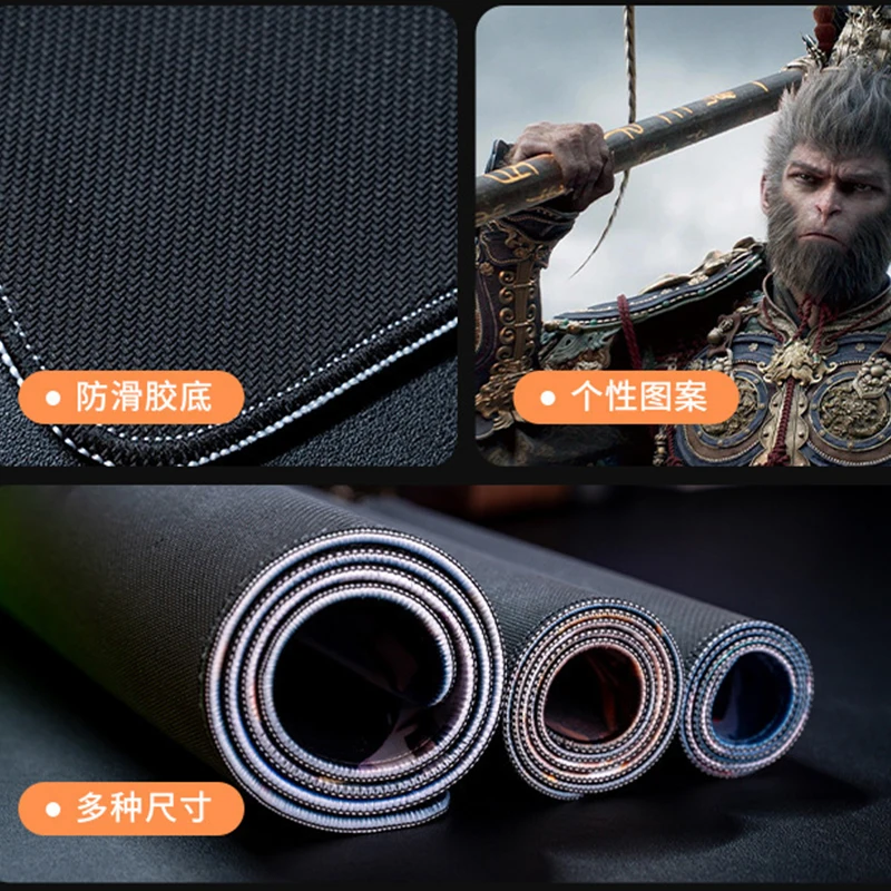 Alfombrilla de ratón extragrande para juegos de Anime, alfombrilla de escritorio negra Myth Wukong XXL, a prueba de agua, antideslizante, Accesorios