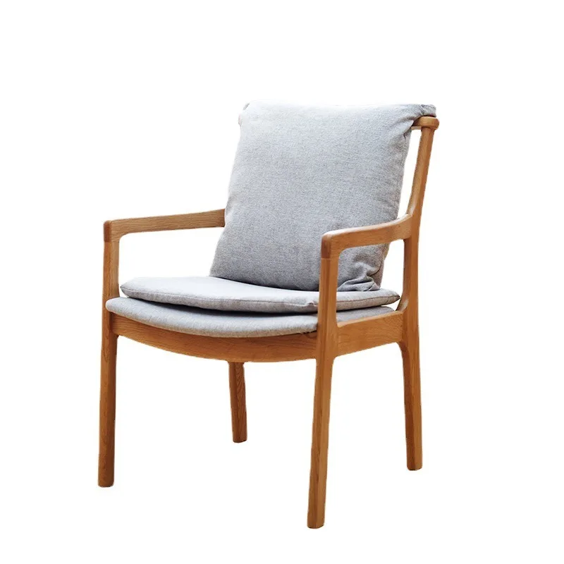 Solid wood armchair Simple relaxing oak chair