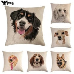 Cute Puppy Head Series Linen Pillow Case Seat Sofa Bedroom Cushion Cover Home Decoration Pillowcase 45*45cm