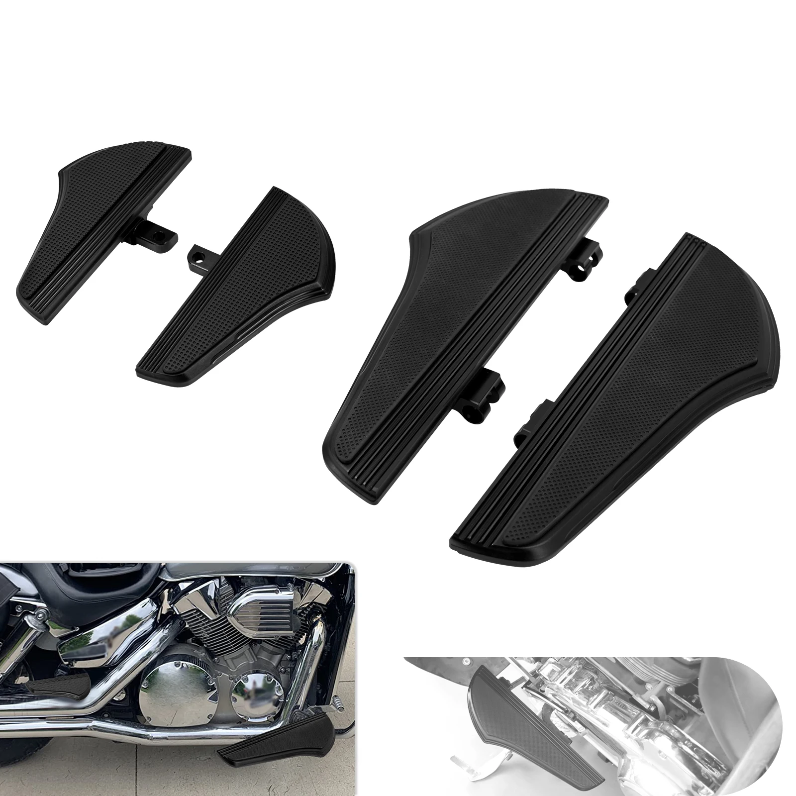 Image of Motorrad-Fußbretter in Schwarz, Defiance, für Fahrer und Beifahrer, passend für Harley Road Glide, Electra Glide, Touring, Softail, FLD, Trike 86-25