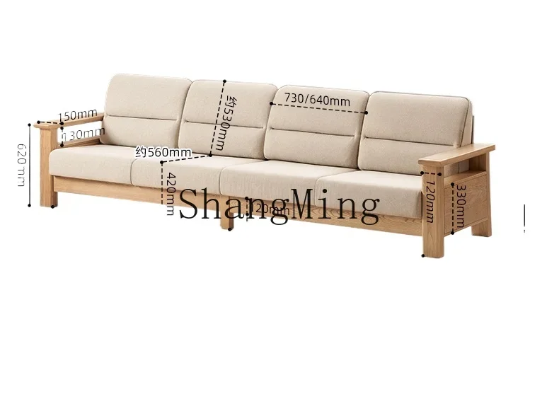 ZZJ minimalist solid wood sofa ash wood corner sofa large apartment living room high value comfortable fabric sofa