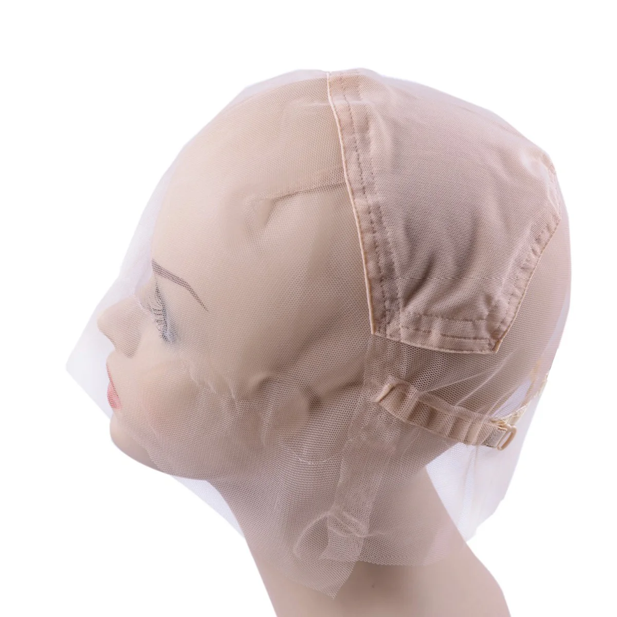 

1Pc Beige With Adjustable Straps Glueless Weaving Cap Customize Hairnets