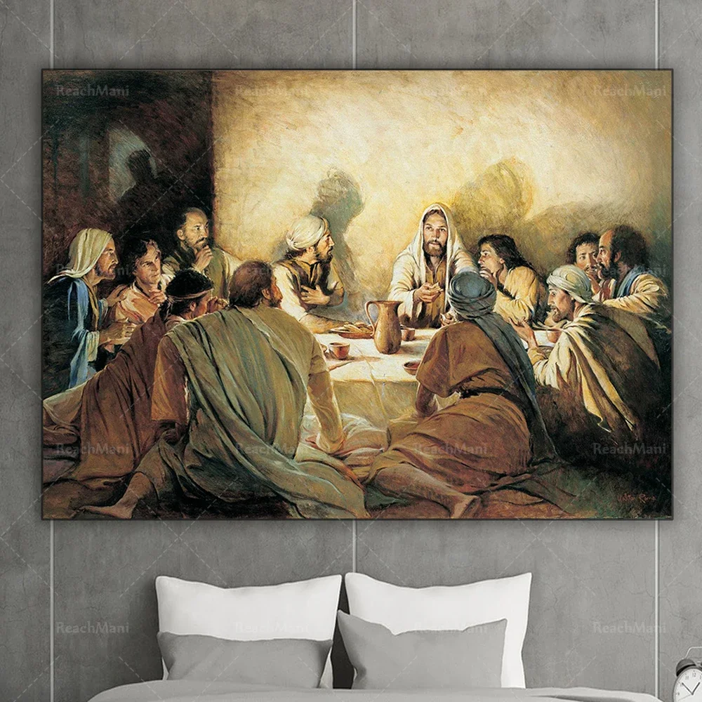 The Last Supper Jesus Christ Oil Painting Print, Exhibition Art Poster Canvas Painting Home Decor Gift