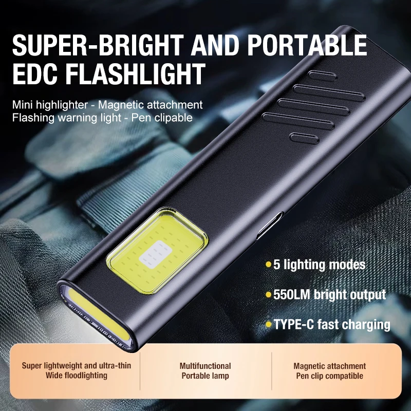 New Magnetic Dual Light Source Cob Work Light for Car Maintenance, Handheld Strong Magnetic Ultra Bright Emergency Repair Light