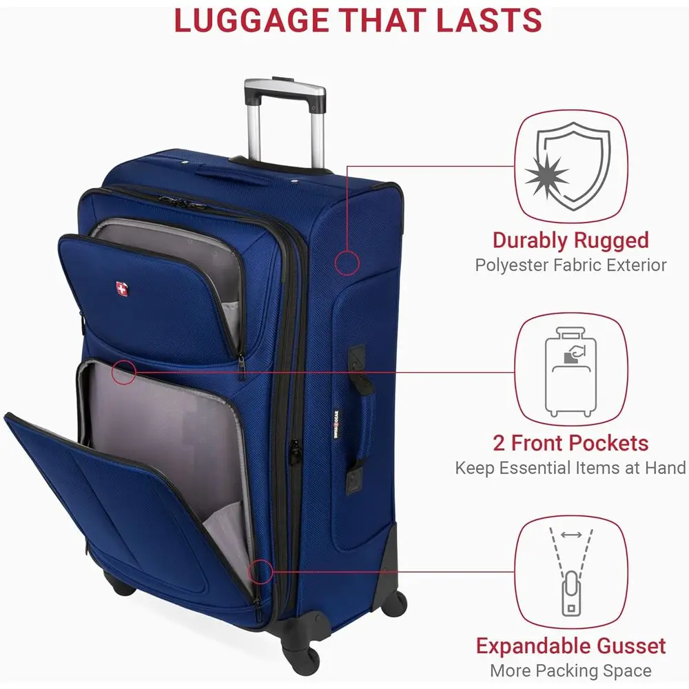 スイスギア シオン 29 拡張機能付きスーツケース（360度回転） °   7～9日間の旅行用ホイール - ブルー