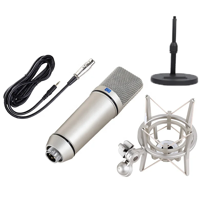 U87 SemiMetal Condenser Microphone Home Streaming Podcast Equipment Studio Set Professional Cardioid Studio Mic For PC Laptop