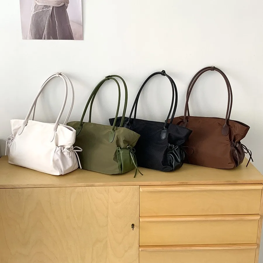 

Nylon Cord Drawstring Women's Shoulder Bag Large Capacity Tote Bag Commuter Bag Lightweight Daily Handbag Crossbody Bag