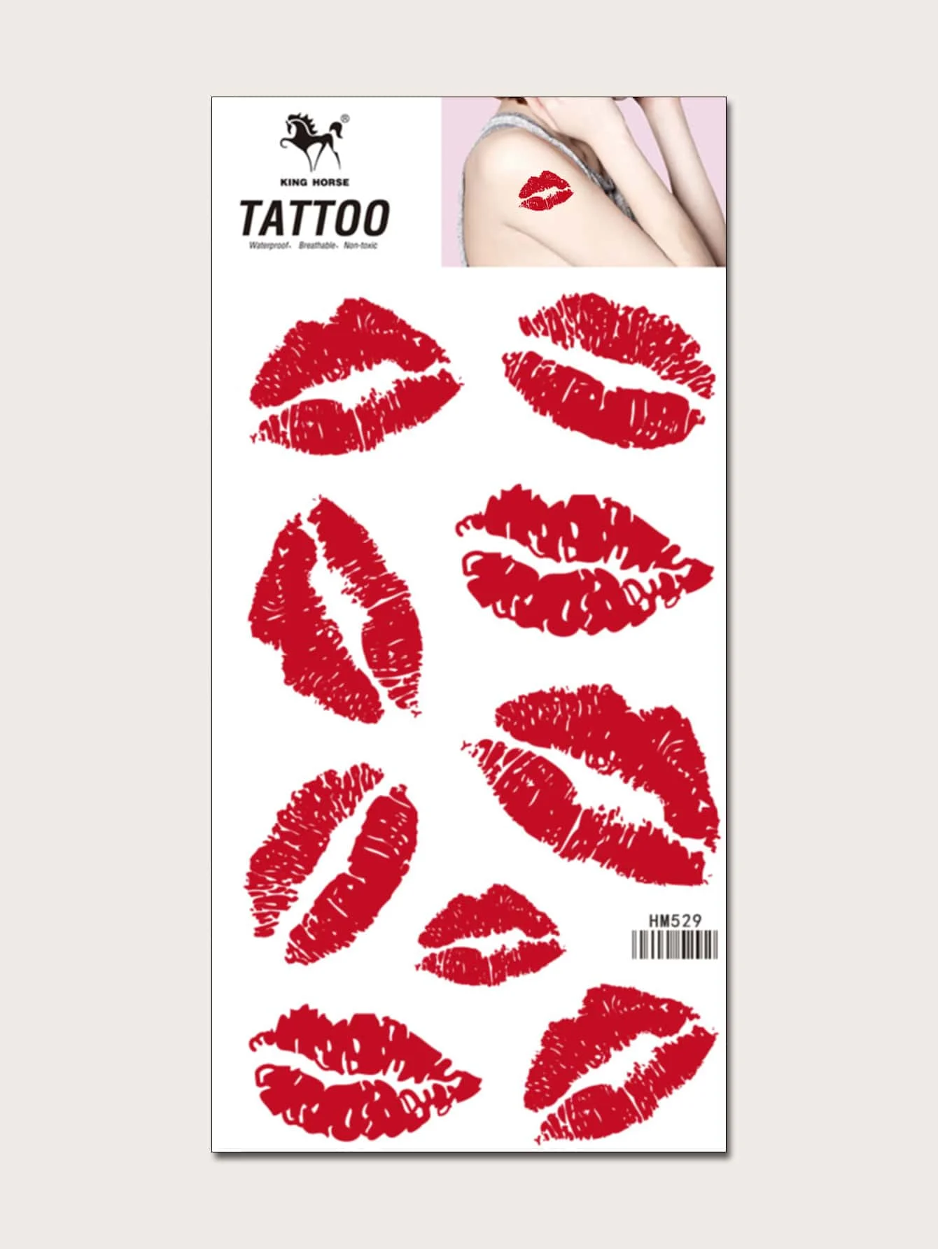 ملصق وشم، ورقة واحدة من الوشم المؤقت بنمط الشفاه للنساء، ملصقات وشم، للرجال والنساء والفتيات