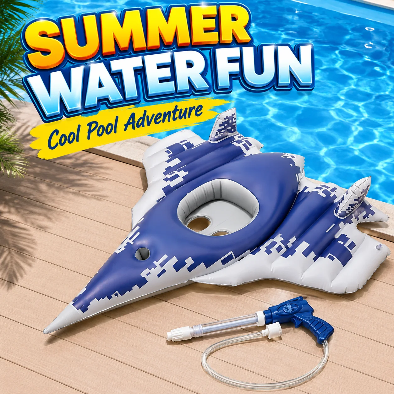 1PC Airplane Boat Swimming Ring, with Bright and Playful Shape, Pool Float, Inflatable Airplane Water Toys, Fun and Engaging
