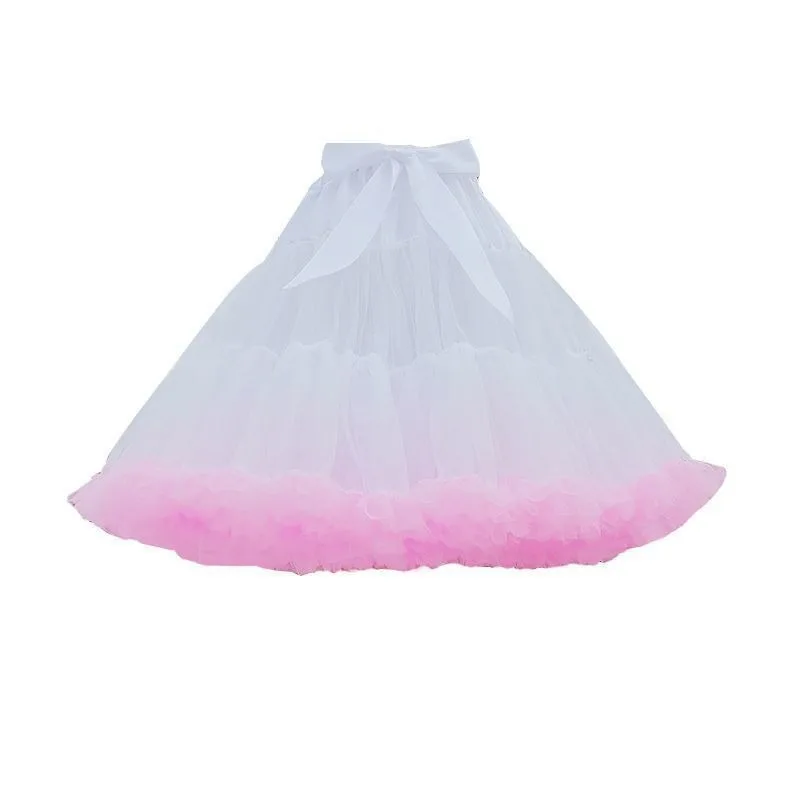 Women Flower Style Lolita Petticoats Ruffled Short Crinoline Inner Bustle Cosplay Tutu Puffy Skirt Under Wedding Dresses