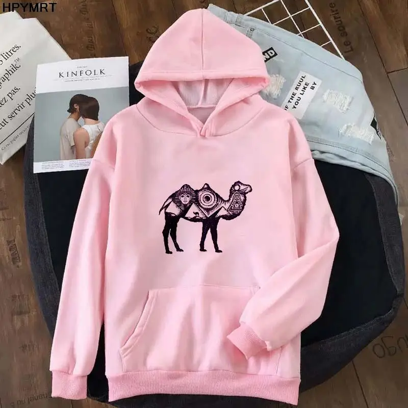 

Women's autumn and winter Tops hipster hoodie animal Graphics prints thin fleece long sleeves pocket Casual ladies Sweatshirts