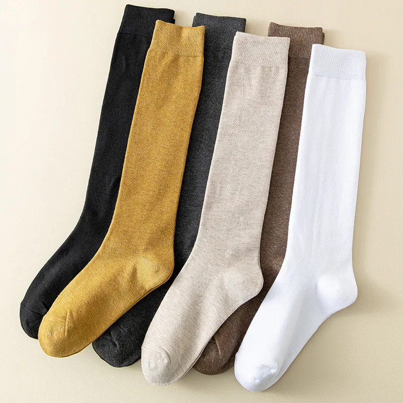 1/6 Paar Damenstrümpfe, solide, schweißabsorbierende, atmungsaktive, lange Crew-Socken, bequeme Kompressionssocken für Damen unterhalb des Knies