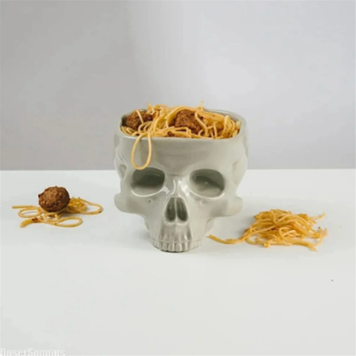 JAS-Retro Tabletop Decor Porcelain Gothic Skull ชามพาสต้าฮาโลวีนบนโต๊ะอาหารบาร์อาหารก๋วยเตี๋ยวสลัดลูกอมชามเซรามิค S