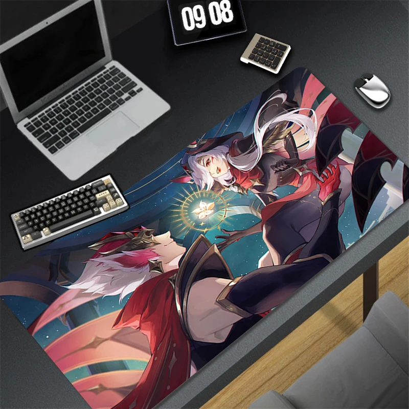 Rubber Anti Slip Black Mouse Pad Luxury Gaming Accessories Desk Mat L-league of Legends Xayah Rakan Office HD Computer Mousepad