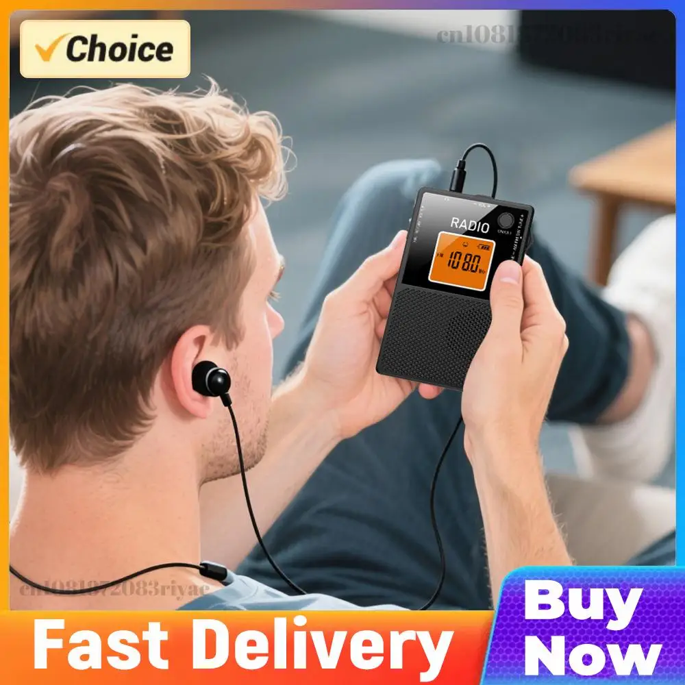 Portable Radio Type-C Charging Stereo Sound Speaker LCD Backlit Digital Radio Receiver for Home Office