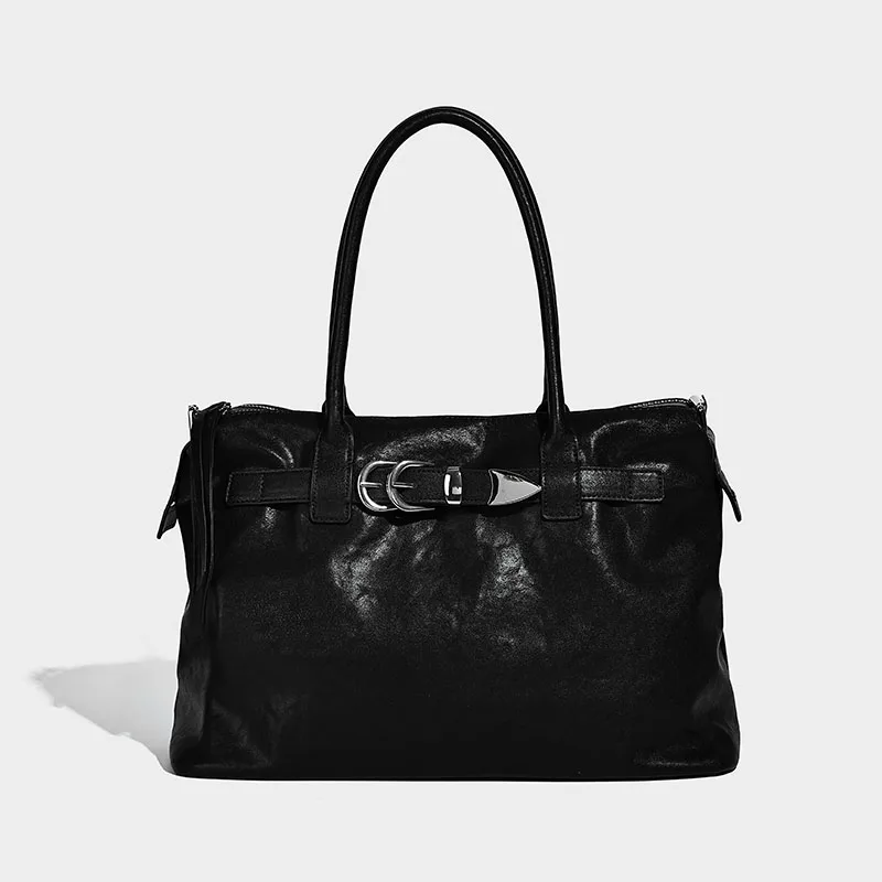 2026 جديد ريترو الأمريكية Sle المرأة بولي Leather حقيبة يد جلدية فاخرة مصمم سعة كبيرة التنقل الكتف Crossbody حقيبة كبيرة