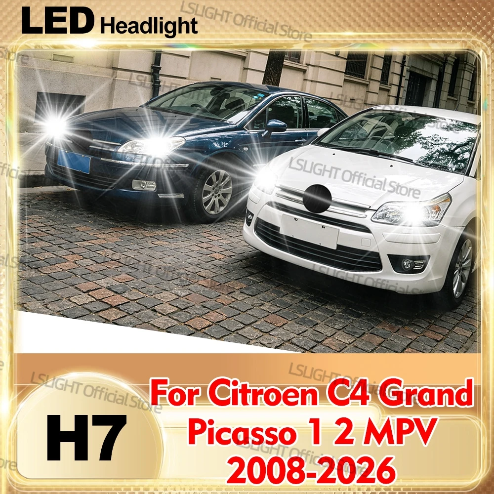 2x LED Headlights H7 For Citroen C4 Grand Picasso 1 2 MPV 2008 2009 2010 2011-2026 Super Bright 3570 CSP 25000LM Car Head Lamps
