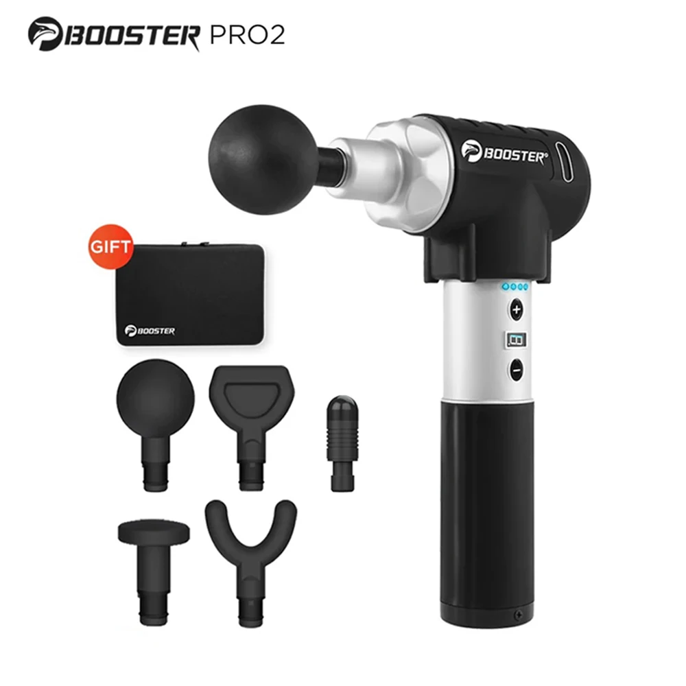 Booster Pro2 Deep Tissue Muscle Massage Gun Cordless Therapy Vibration Body Massager 5 Heads with Low Noise for Fitness Shaping