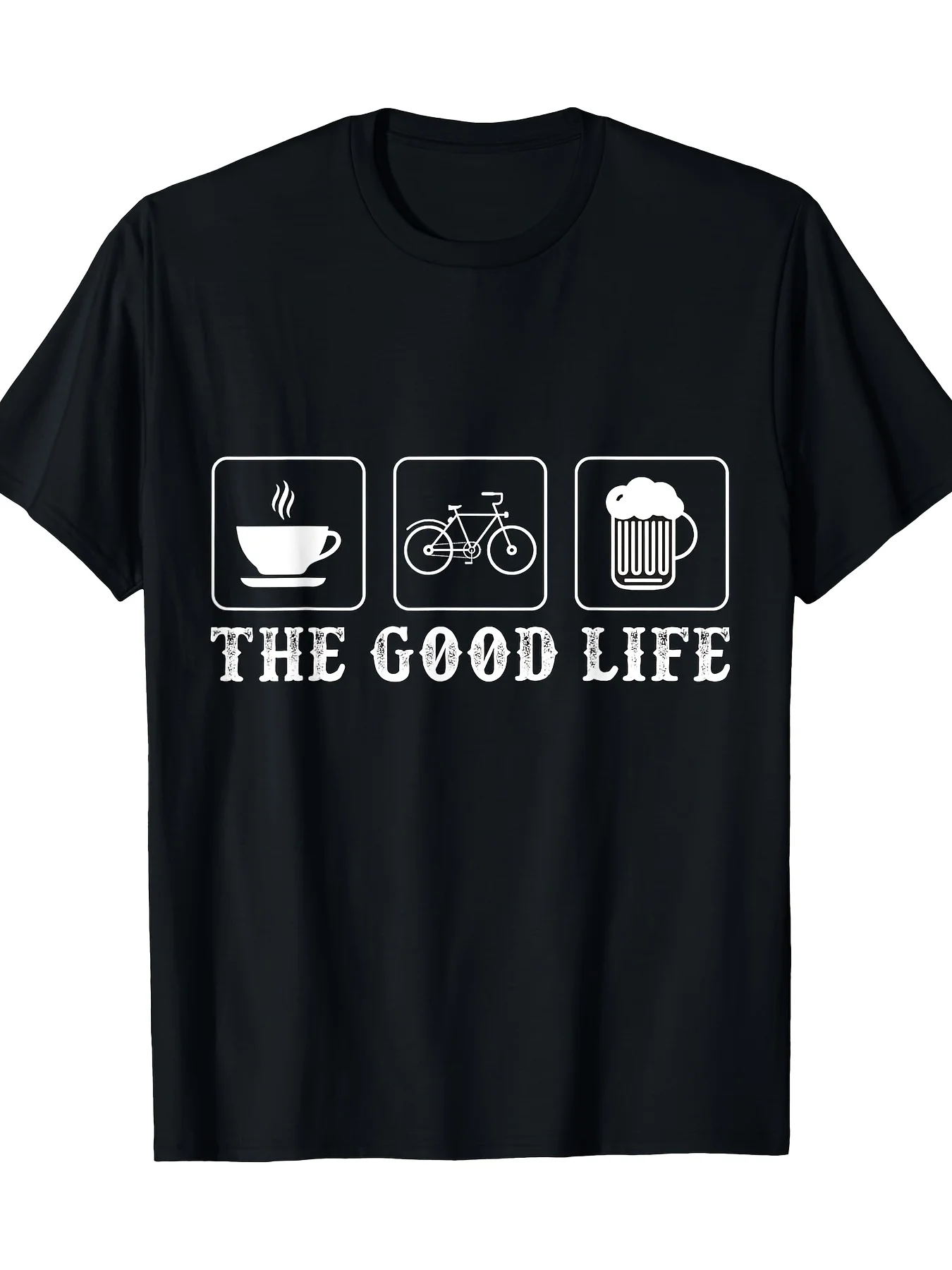【Dagelijks comfort】 Casual T-shirt met "The Good Life"-patroon voor heren - 100% katoen
