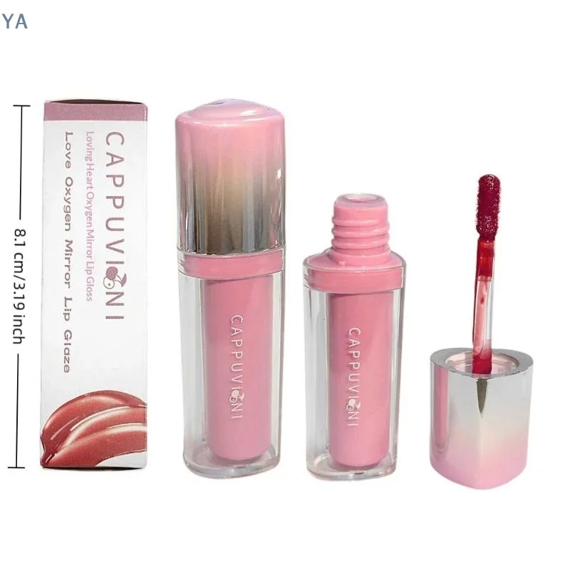 [P]Cappuvini Mirror Lip Glaze Moisturizing Waterproof Forming Quickly Water Light Lip Gloss Non-Sticky Red Jelly Lipstick Makeup