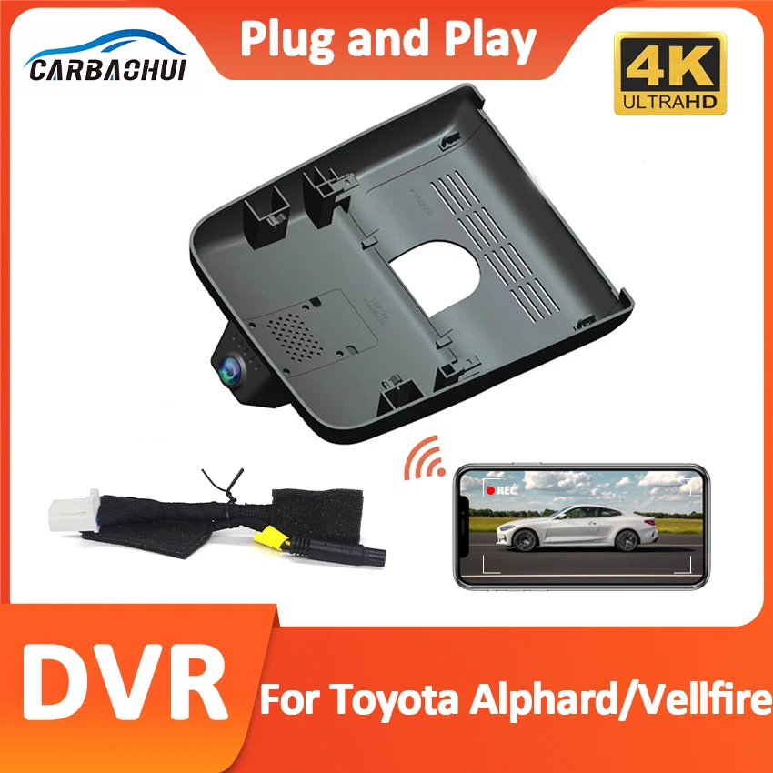 

New! 4K Car DVR Wifi Camera UHD 2160P Dash Cam Video Recorder Original For Toyota Alphard Vellfire 2024 Plug and play DashCam