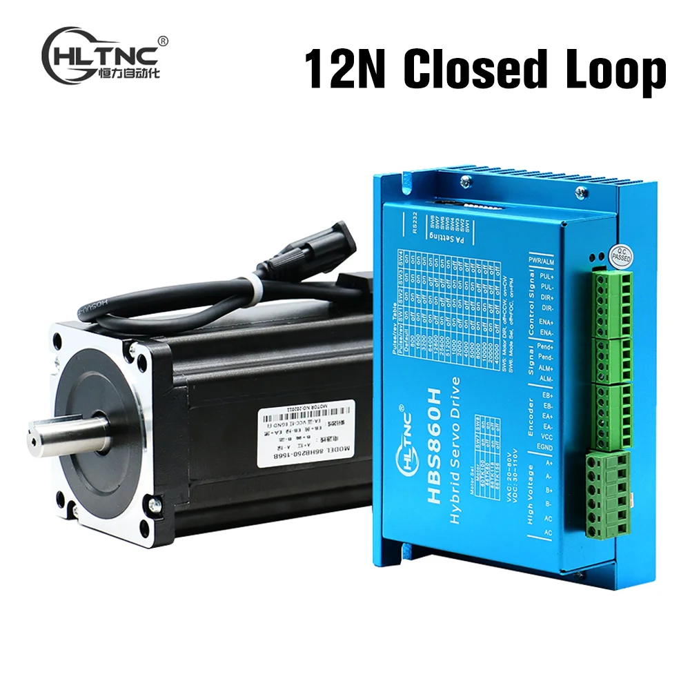 Nema 34 12.5N.m Closed Loop Stepper Motor Kit Hybird Servo Driver HBS86H HBS860H HBS86 + 86HB250-156B 86 2 Phase Stepper Motor