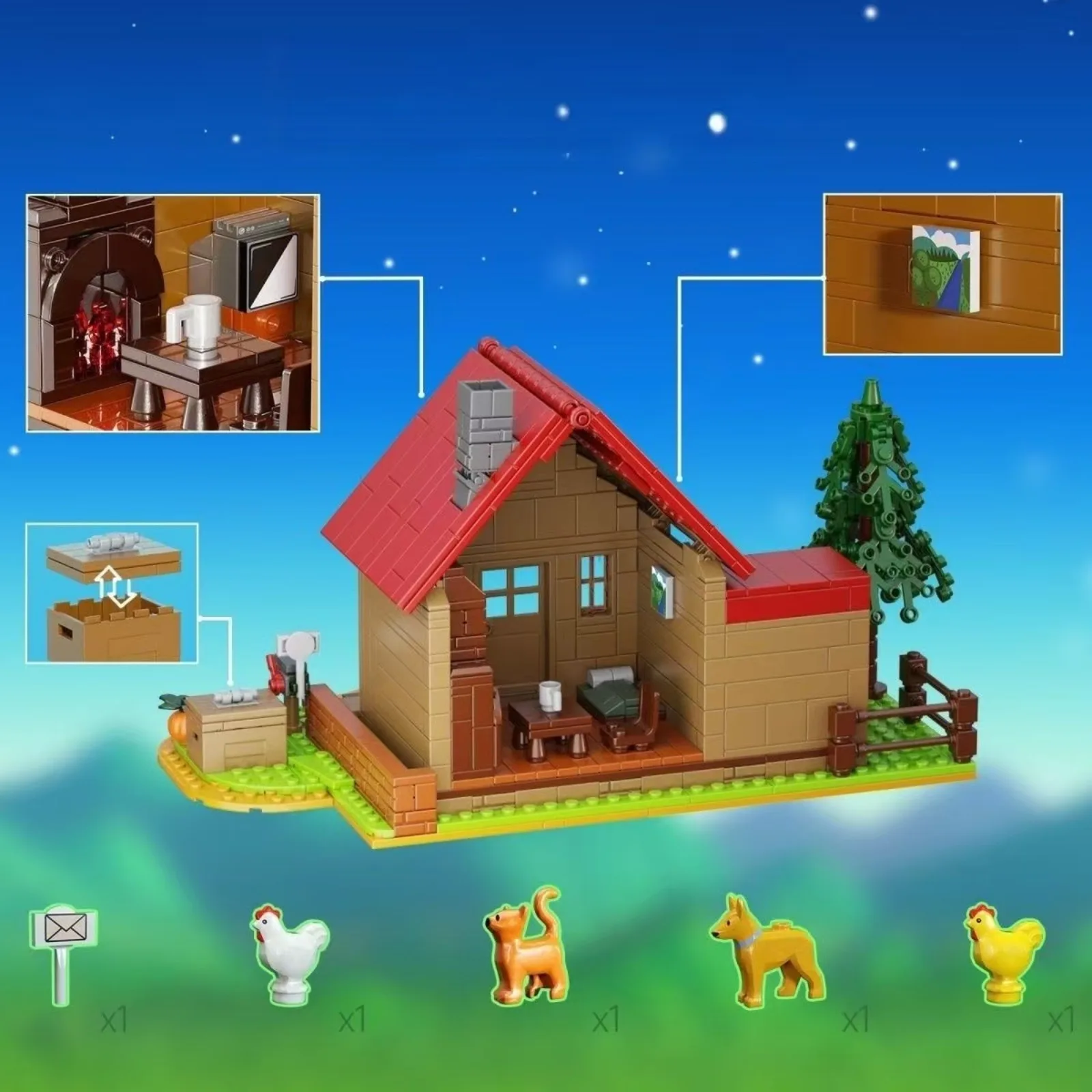 

Valleied Rural Farmhouse Building Bricks Set Farming Animal Homeland Blocks Toy Gifts for Childrens and Adults(766 PCS)
