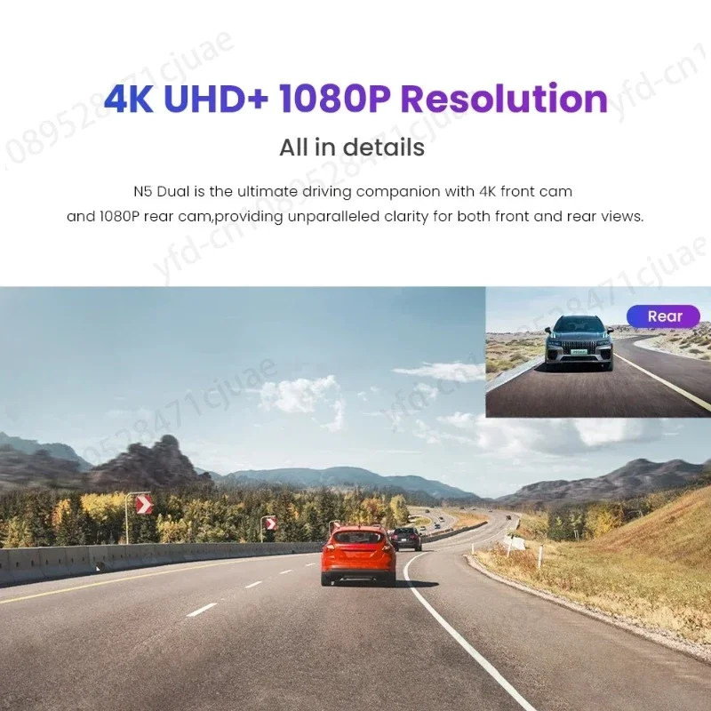 N5 Dual Front and Rear 4K Ultra HD Resolution  Dash Camera