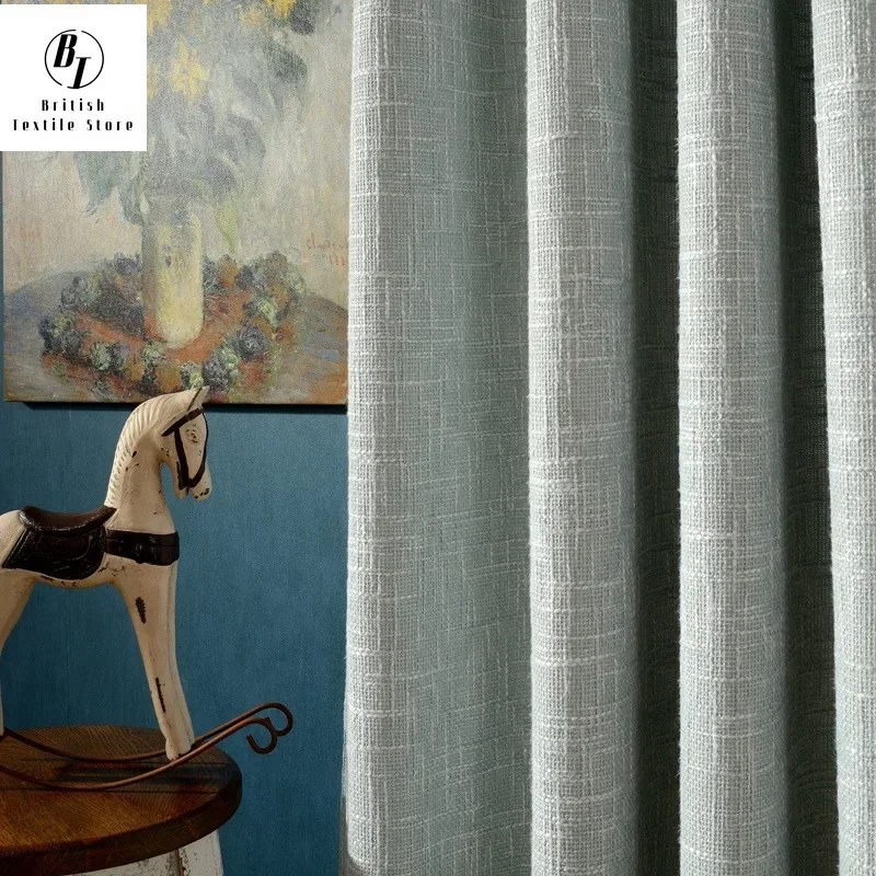 

Шторы в европейском стиле для гостиной и спальни, современные минималистичные однотонные шторы из мешковины, розовые однотонные простые декоративные шторы