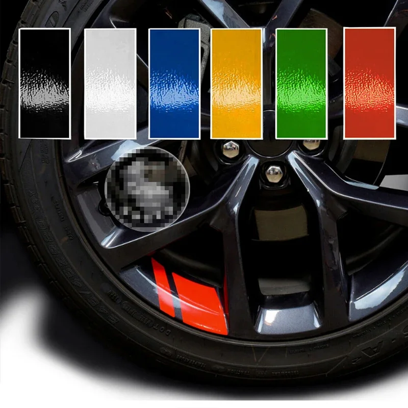 6PCS Reflective Car Wheel Decal Sticker Pressure Adhesive Auto Red Accessories Car Stickers Wheel Hub Decals