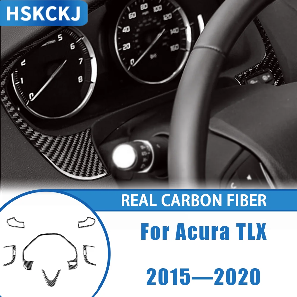 

For Honda Acura TLX 2015—2020 Car Accessories Carbon Fiber Interior Steering Wheel Surround Chin Set Panel Cover Trim Sticker