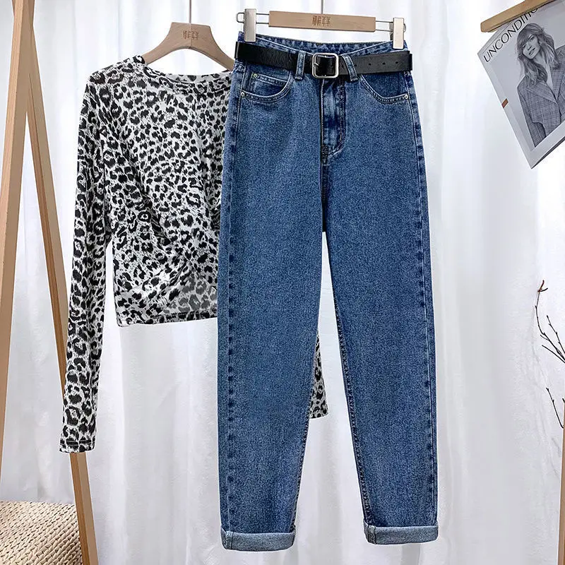 Jean Bleu Simple à Taille Haute et Jambes Droites pour Femme, Coupe Slim, Basique, Assressentià Tout, Printemps et Automne, 03