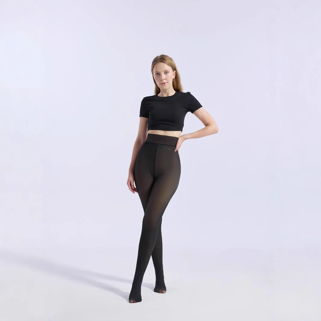 Women's Black Sheer Bodysuit Pantyhose Tights Slimming and Tummy-controlling Panties Autumn and Winter Tights Stockings Warm